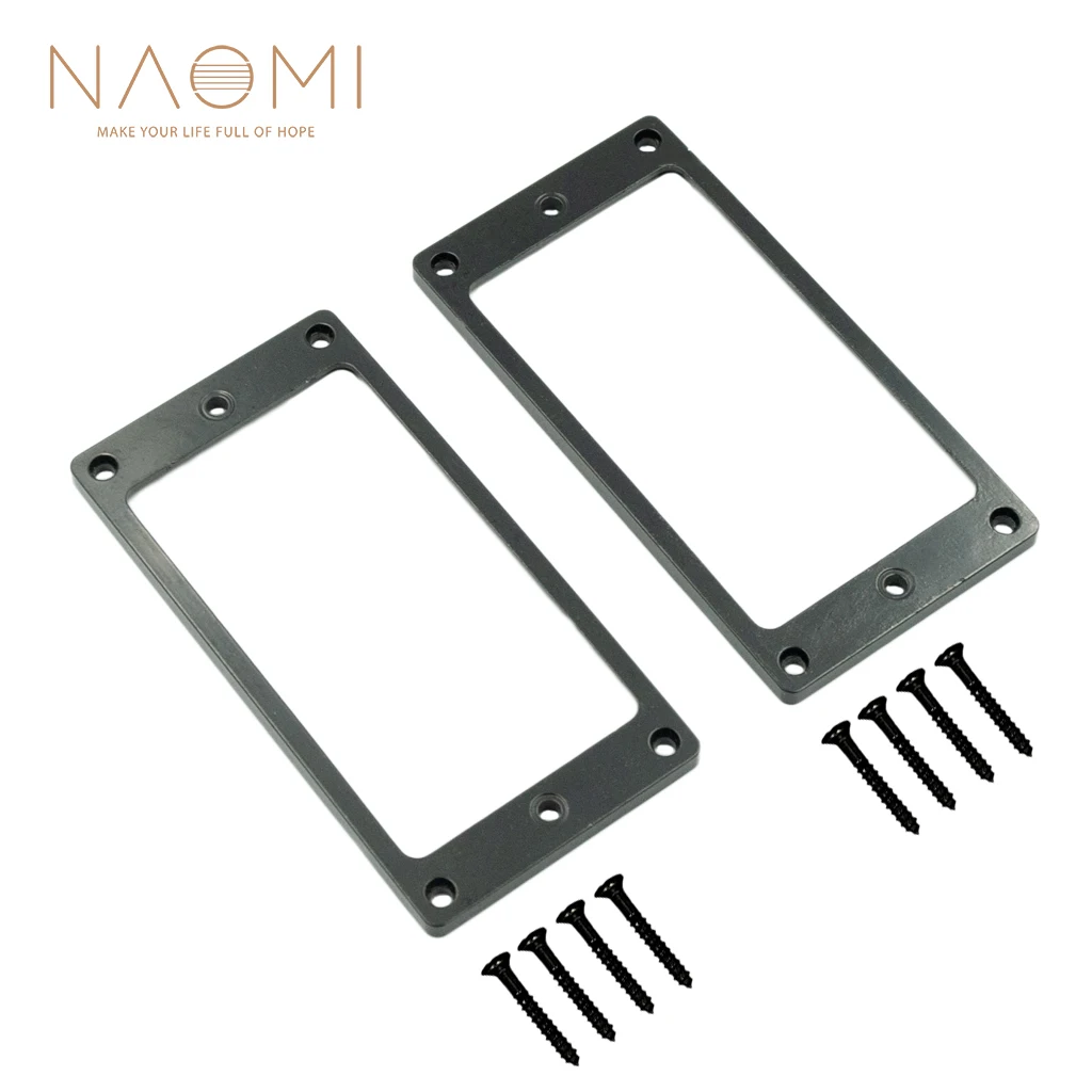 

NAOMI 2Pcs Flat Metal Humbucker Pickup Frame Mounting Rings For Electric Guitar Black Color Guitar Parts Accessories New