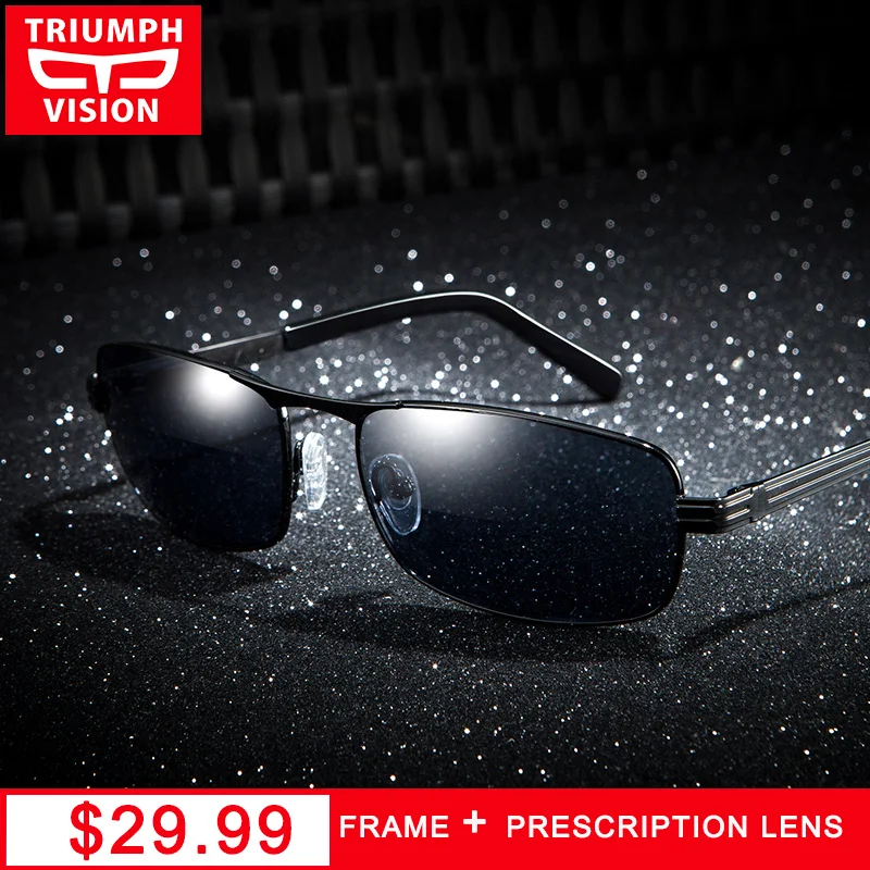 TRIUMPH VISION Diopter Sunglasses for Men Square Myopia Prescription