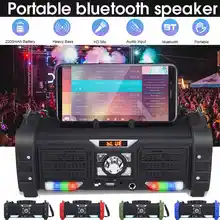 20W Hifi Speakers Portable Wireless bluetooth Speaker w/Mobile Phone Holder LED Flashing Lights 2200MAH Bass Column Subwoofer