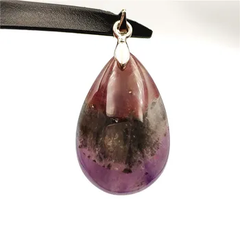 

Natural Auralite 23 Necklace Pendant Women Men Gift 30x19x11mm Purple Red Water Drop Stone 925 Silver Crystal Pendant AAAA