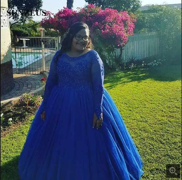 Royal Blue Dress with Puffy Sleeves