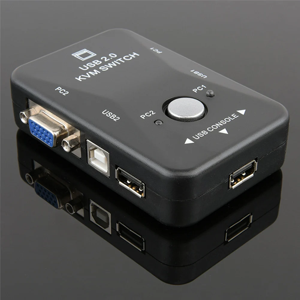 Переключатель коробка монитор видео USB2.0 для клавишных инструментов Мышь 2-Порты и разъёмы адаптер KVM 1920*1440