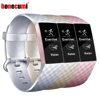 

Honecumi Rose Gold Bands For Fitbit Charge 3/4 Bracelet Accessories Wrist Band Straps for Fitbit Charge 3/4 Silver Watch Belt