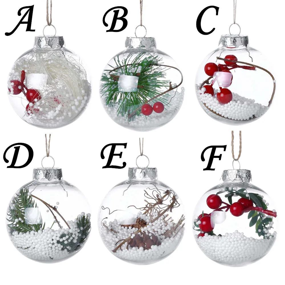 SIKORA Set of 4 Christmas Tree Hanging Decor Glass Baubles 'Highlights' White 