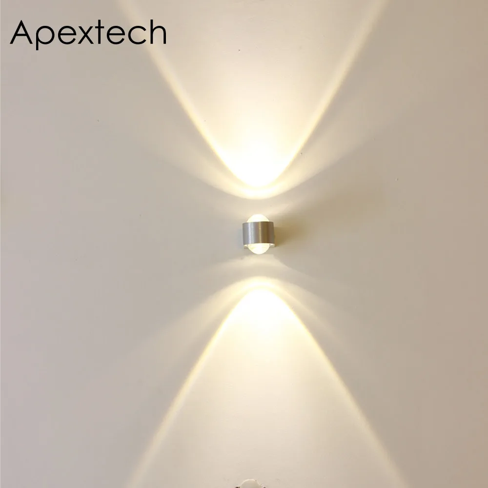 Apextech Convex Lens LED Wall Lamp 2Head Aluminum Wall Mounted Bedroom Night Lights Indoor Ambient Lighting For Hotel Corridor