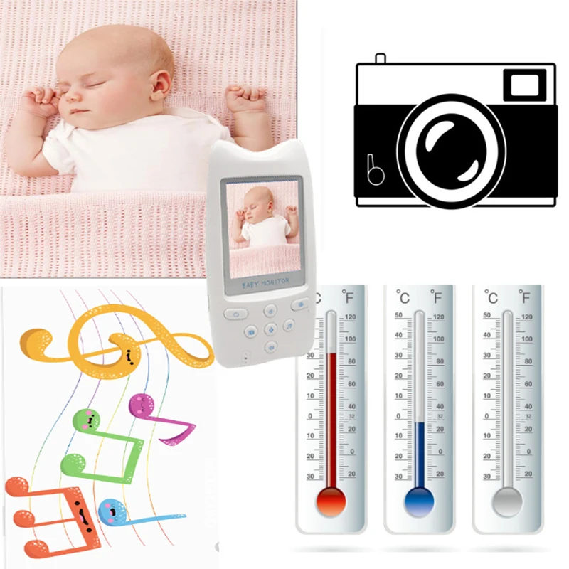 

Taking Photos Wireless LCD Audio Video Baby Monitor Radio Nanny Music Intercom IR 24h Portable Baby Camera Walkie Talkie BM24
