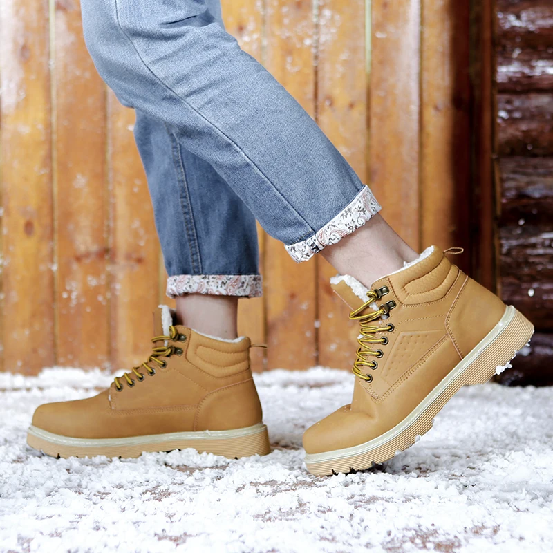 azul Schuhe Heinrich Moda Casuais Quente Botas Inverno Trabalham Sapatos Nieve Dos Homens Hombre Preto Tornozelo amarelo Herren Couro De Martins gOSqwgFUxn
