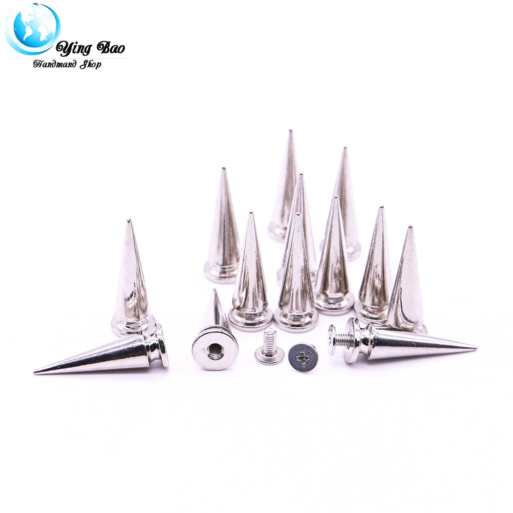 20sets/pack 10mm (Diameter), 29mm (Height)  pince rivet  Silver and gold Colors  tall cone studs B-06
