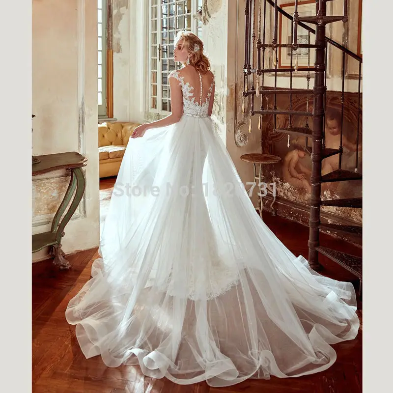 2017-Vestido-De-Novia-Wedding-Dress-with-Detachable-Train-Appliques-Lace-See-Through-Back-2017-Cap