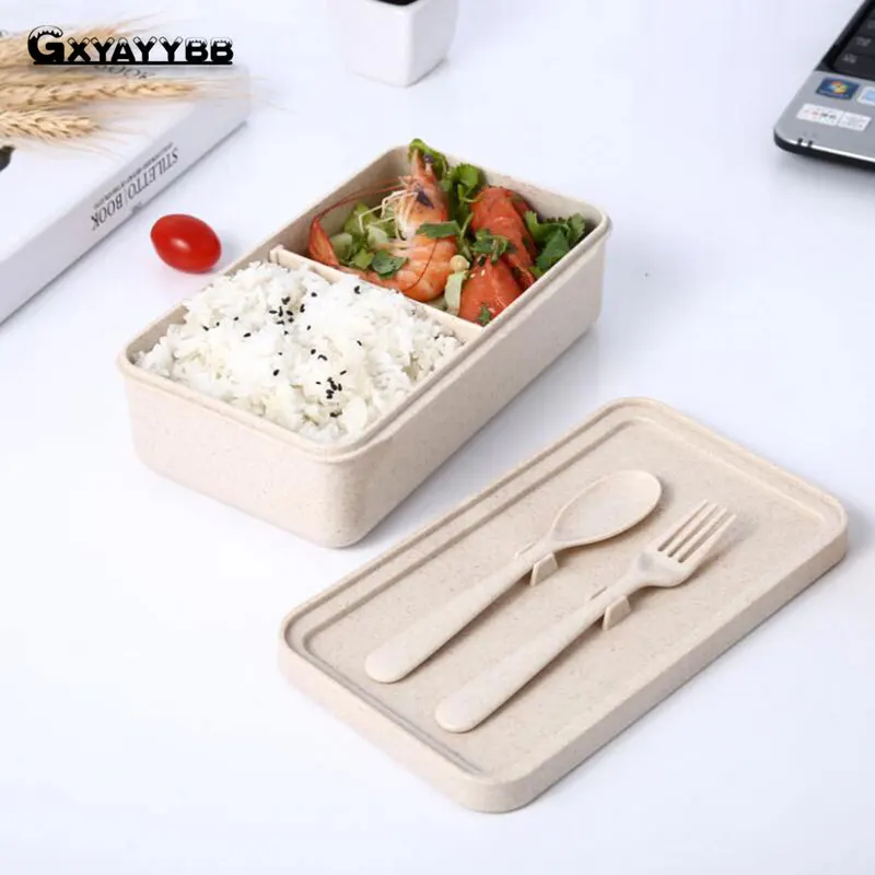 GXYAYYBB пищевая Пшеничная солома силиконовый Ланч бокс с ручкой Bento портативный для