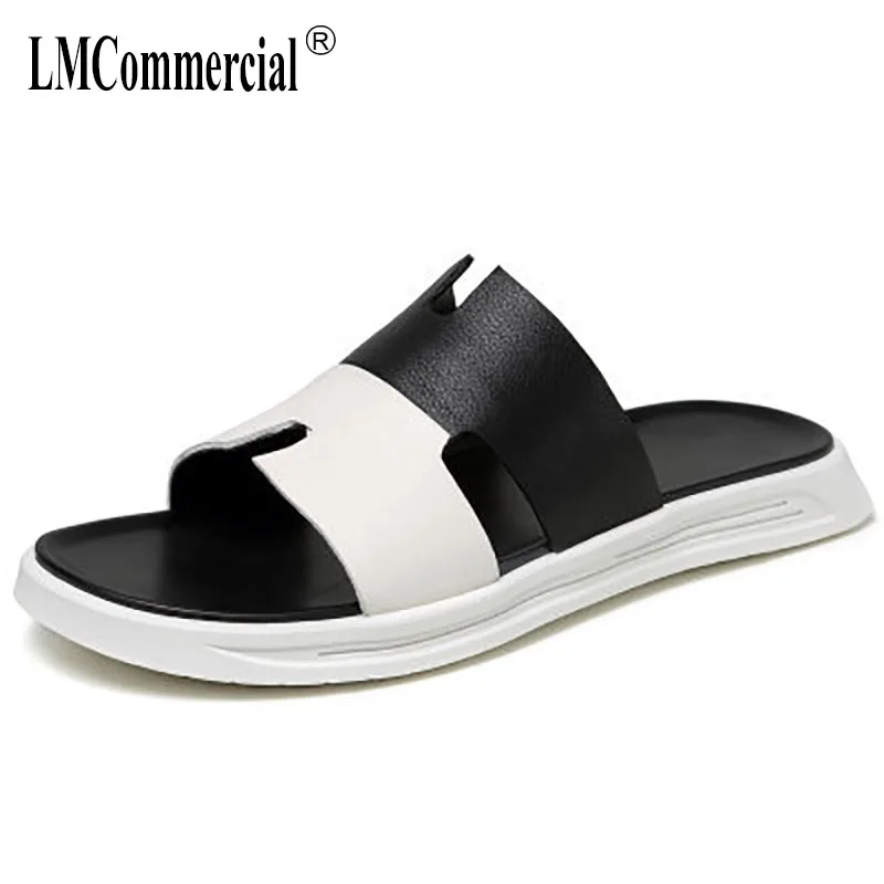 

Slippers Men Summer Fashion Outside Genuine Leather Flip Flops casual Shoes beach outdoor anti-skid all-match cowhide