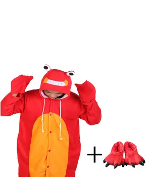 

Hot Sales Red Crab Adult Ladies Onesie Homewear Paw Shoes Girls Jumpsuit Pajamas Nightgowns Women Sleepwear Long Sleeve Size