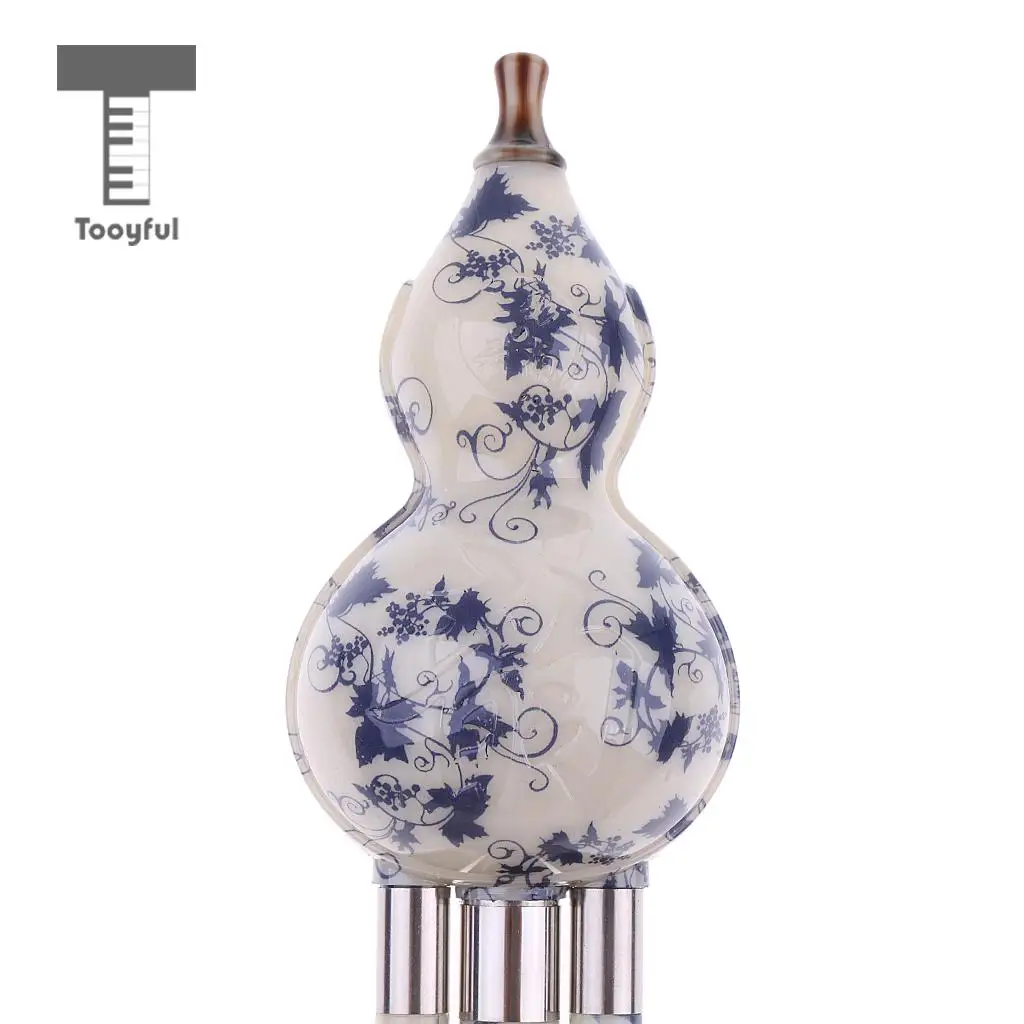 Tooyful Chinese Cucurbit Flute Hulusi Gourd Flauta Hulusi C/Bb Key Porcelain Calabash Flute Folk Musical Instrument with Case