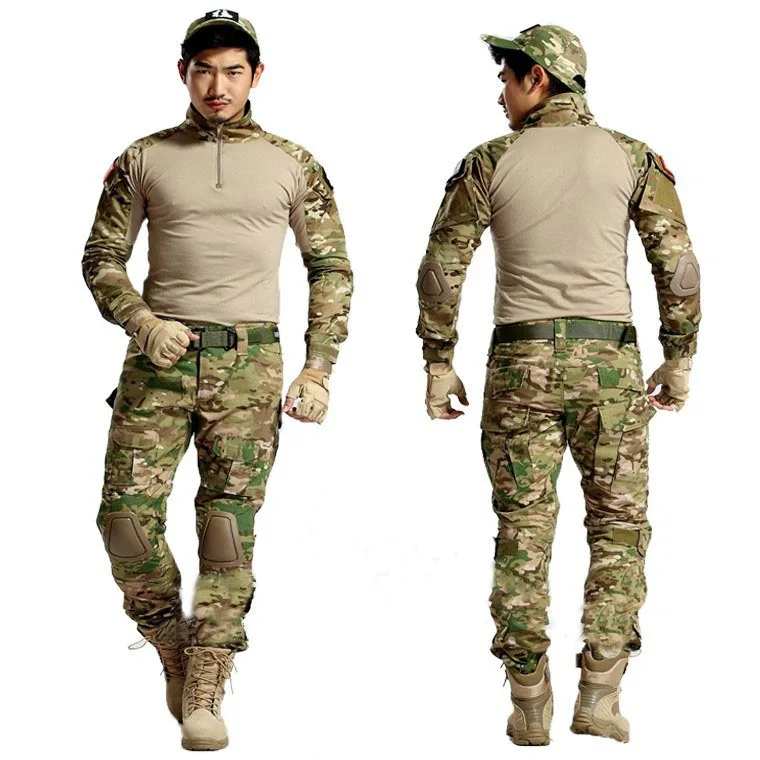 Военная форма Мультикам армейская боевая рубашка Униформа тактические брюки с наколенниками Камуфляжный костюм Одежда для охоты