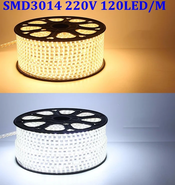 

220V SMD 3014 Flexible Led Strip Light 1M/2M/3M/4M/5M/6M/7M/8M/9M/10M/15M/20M/25M+Power Plug,120leds/m IP67 Waterproof led Tape