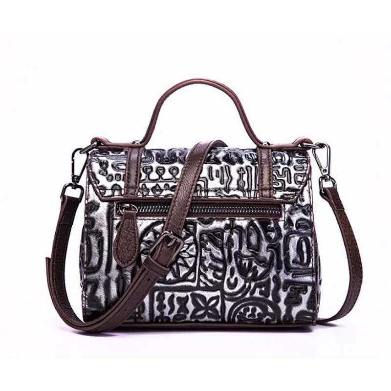 

2019 New Fashion Genuine Leather female Handbag Vintage Embossed Shoulder Bag Pillow S Cow Boston sac a main