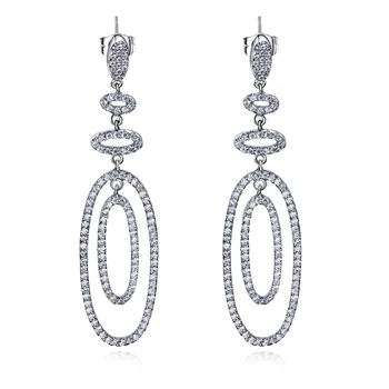 

New arrival Earrings for women trendy long Drop Earring Rhodium plated with CZ stone fashion jewelry free shipment