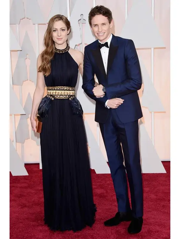 Oscar Eddie Redmayne Groom Tuxedos Peak Lapel font b Men s b font font b Suit