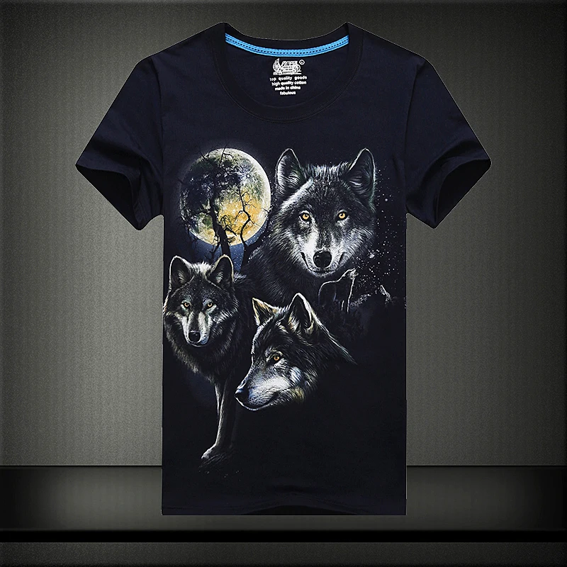 Mens Designer Wolf Fashion Short Sleeve halloween Crew Neck T-shirt