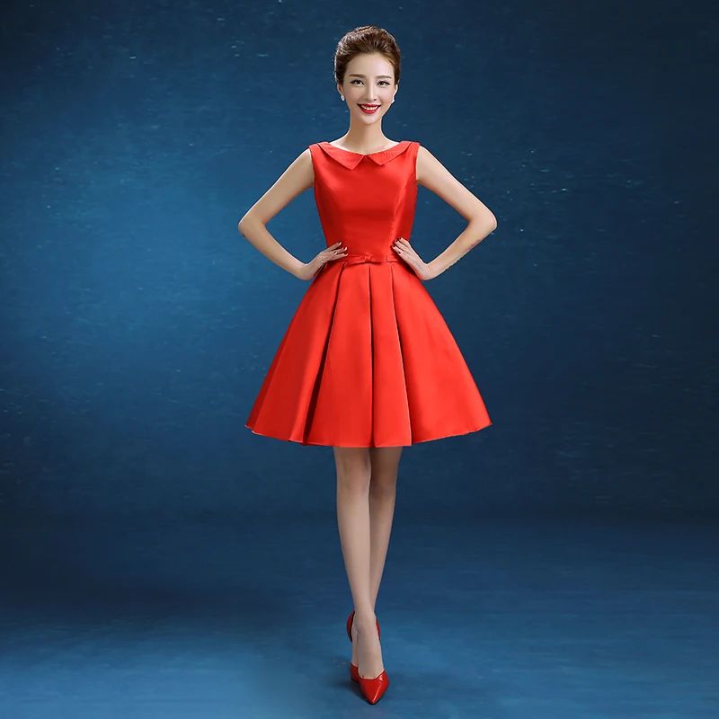 2015 Brand New Red Evening Dresses Elegant High Neck Girls Dress V-Back Ball Prom Party Pageant Graduation Formal Dress/Gown