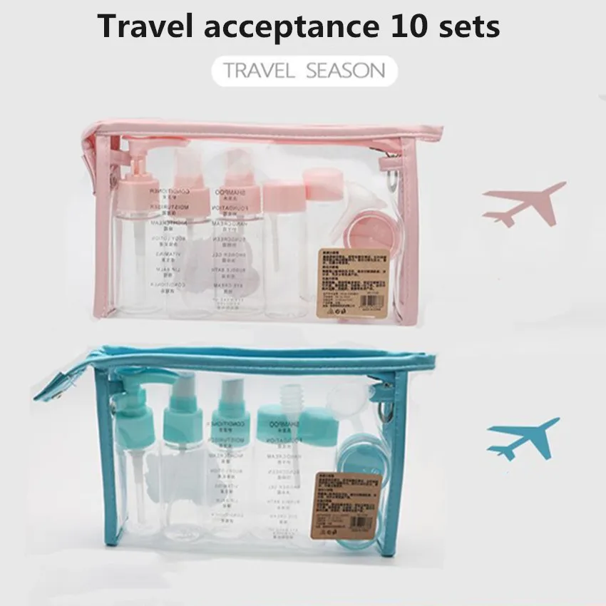 

10Pcs/Set portable cosmetic press spray small round cap bottle Travel Mini Makeup Face Cream Pot Plastic Transparent Empty Liqui