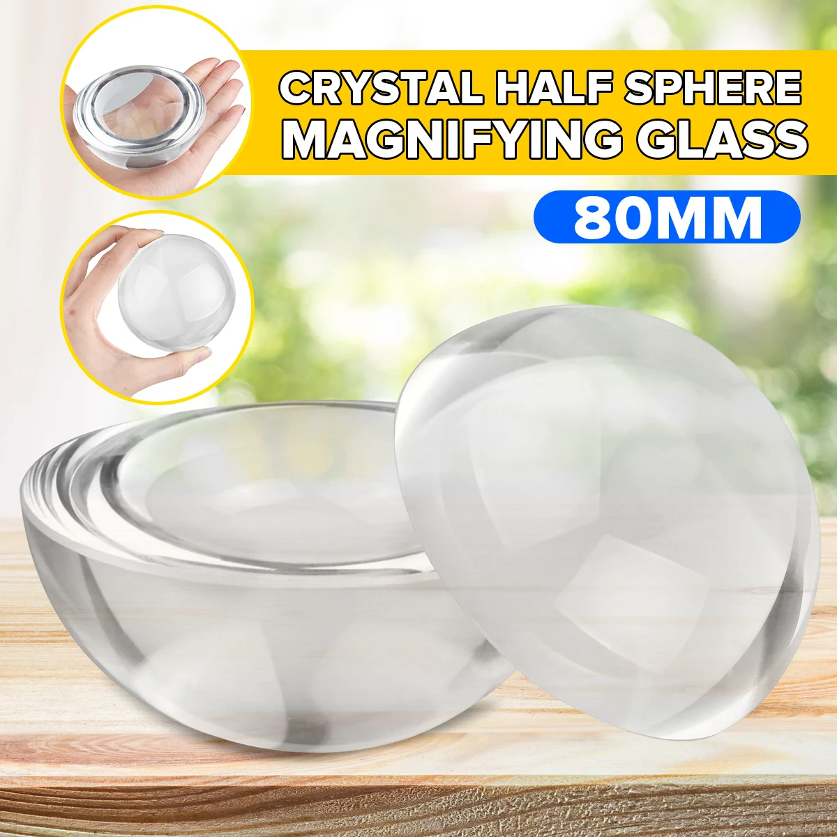 80mm Vintage Half Crystal Sphere Ball Clear Photography Glass