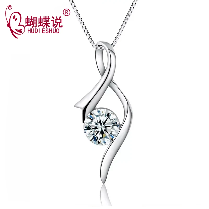 

Europe and America s925 Silver Necklace Musical Note CZ Party Statement Pendant 2019 Women's Jewerly Female Silver Necklace