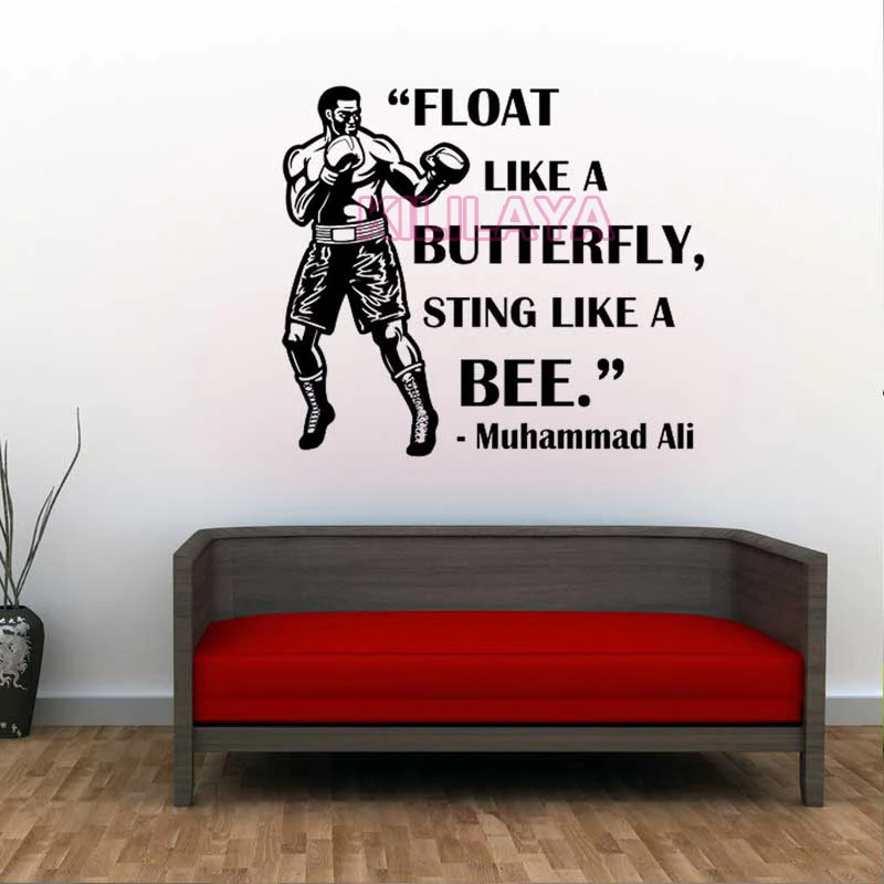 Stickers Muraux Flotter Comme Un Papillon Pique Comme Abeille Muhammad Ali Citation De Mur De Vinyle Autocollant Decor A La Maison Salon Salle De Gym Decoration Aliexpress