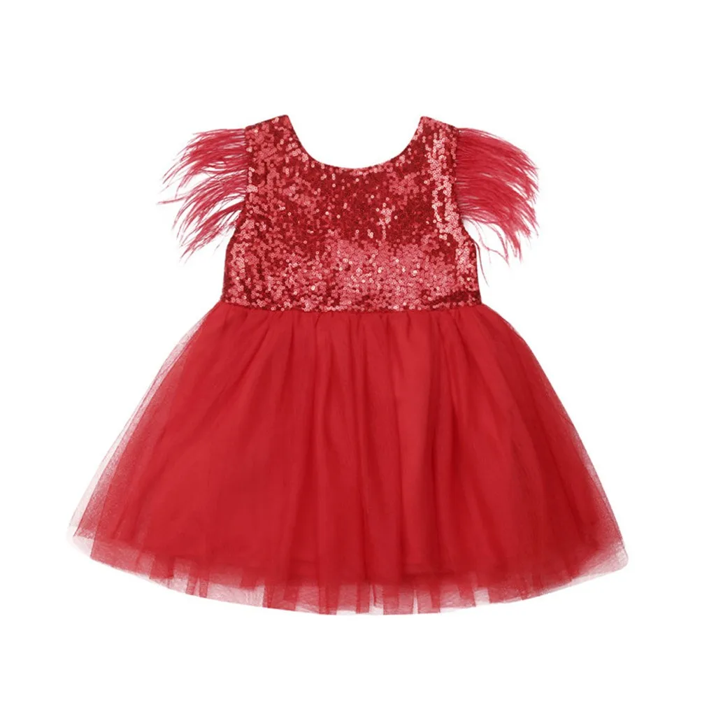 Vestido infantil/ г.; летняя одежда для маленьких девочек; платье из тюля без рукавов с кисточками и открытой спиной; праздничное платье принцессы с блестками;@ 30