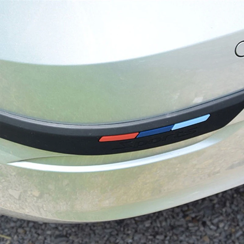 2PCS Rubber Front+Rear Bumper Scratch Protector Strip Corner Guard Sticker Style