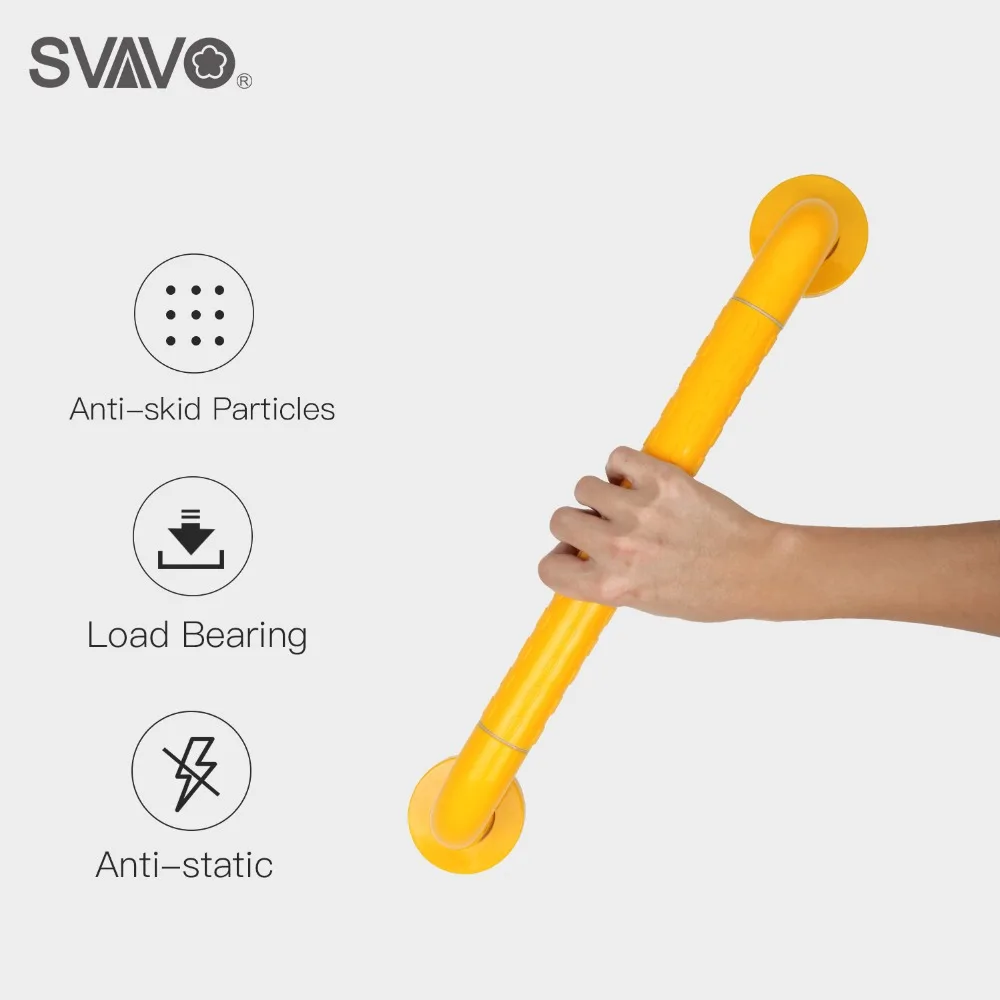 

SVAVO Wall Mounted Plastic Stainless Steel Toilet I Shape Handrail Safety Bar Bathroom Shower Grab Bars