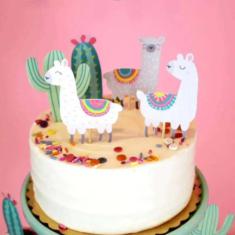 Omilut decoración de Fiesta Mexicana, adorno de pastel de Cactus de Alpaca,  LLama, suministros de decoración de fiesta para niños _ - AliExpress Mobile