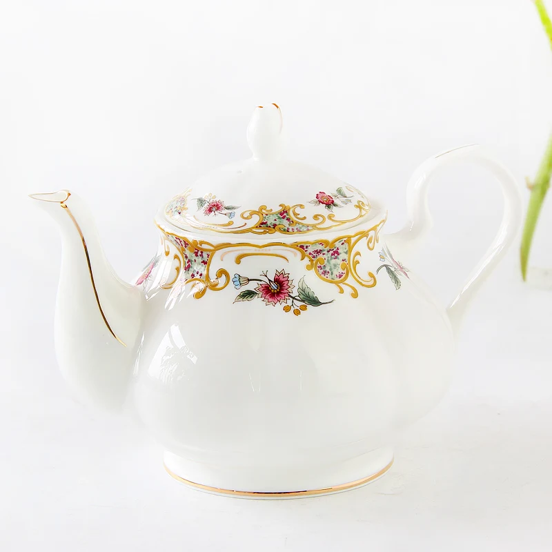 900ml 1300ml Celadon Hand-Painted Ceramic Teapot Tea Set Afternoon Tea Bone China Coffee Pot Flower Teapot