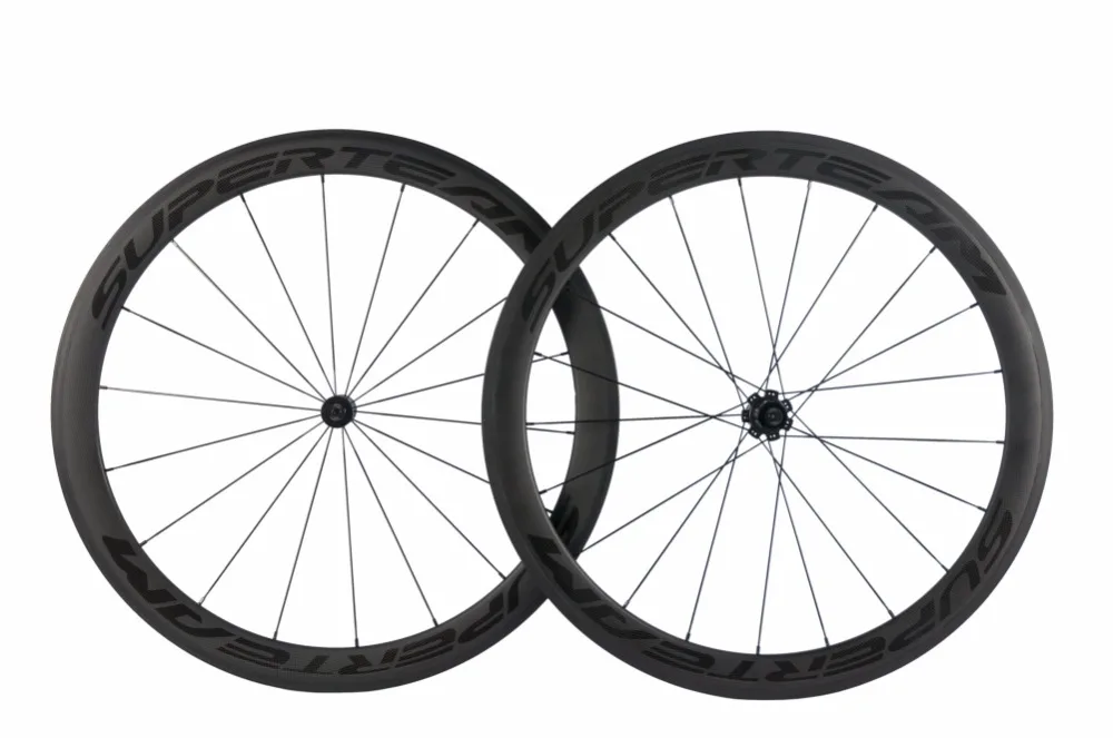 Excellent SUPERTEAM 700C 50mm Clincher Bike Carbon Road Bicycle Wheels Carbon Wheelset Basalt Braking Surface Glossy Decal 2
