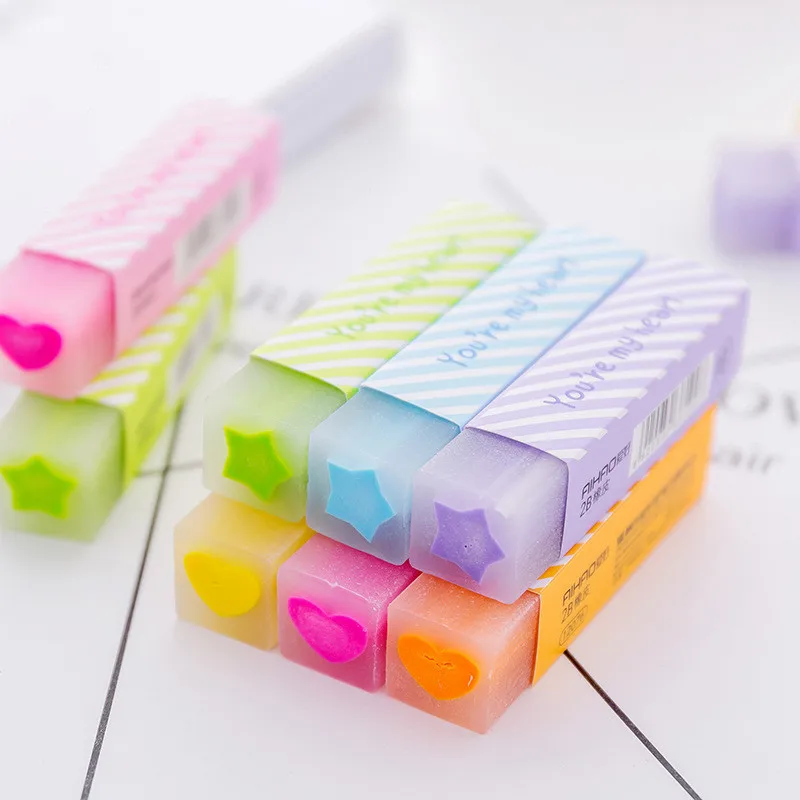 

Coloffice Random Color 4PCs Office Creative Strip Love Shape Eraser Kids Writing Painting Modification Primary School Supplies