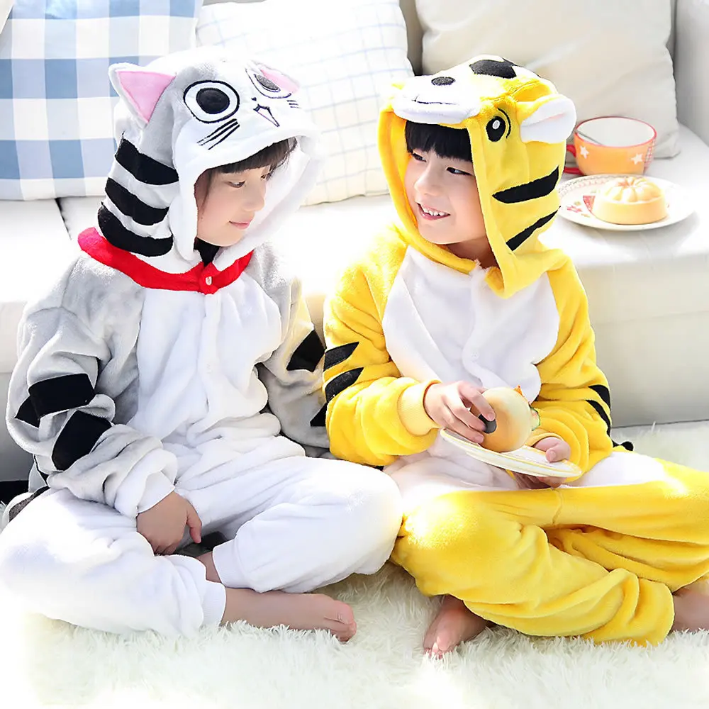 

Children Pajamas Yellow tiger cat baby girl boy clothes jumpsuit Sleepwear pyjama enfant pijama infantil menino Tigor amarillo