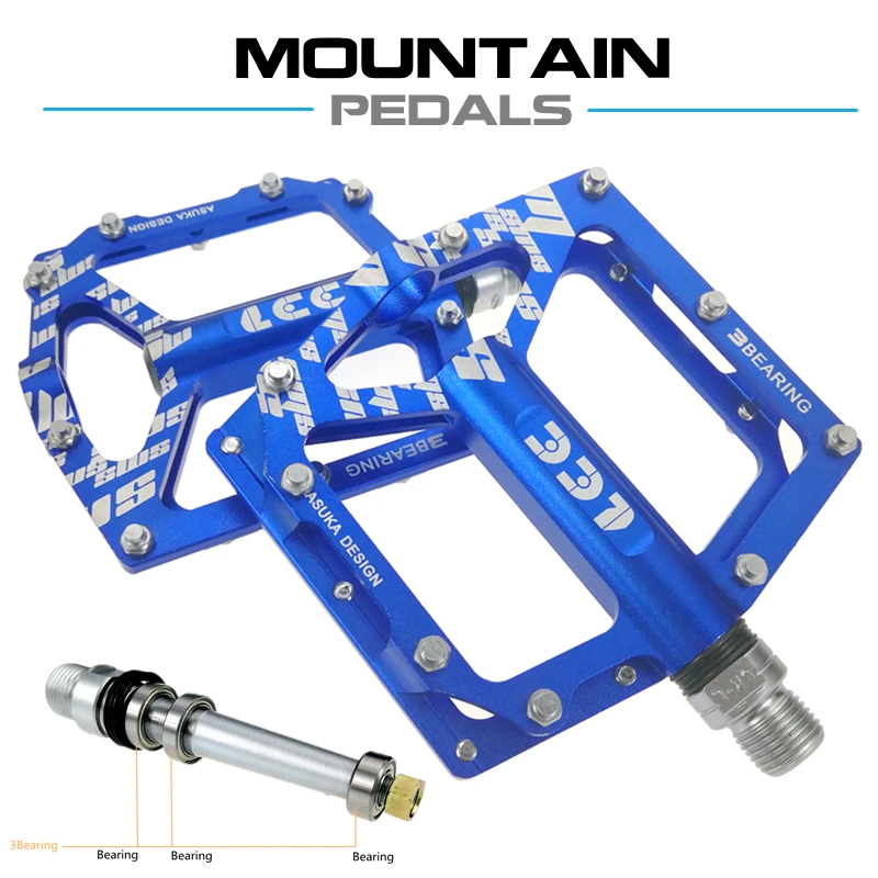 

1pair Comfortable slip-resistant bearing foot pedal cross-country mountain bike pedal aluminum alloy slip-resistant spikes