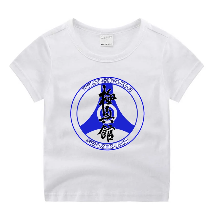 Одежда для маленьких мальчиков; детская футболка с героями мультфильмов «киокушин каратэ кандзи и символ»; Забавный принт с героями мультфильмов; детские летние топы с круглым вырезом - Цвет: P672-0