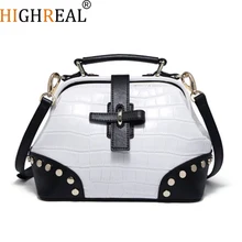 HIGHREAL/белая женская сумка из натуральной кожи, женская сумка, брендовая роскошная кожаная женская сумка, дизайнерская сумка для доктора, Прямая поставка