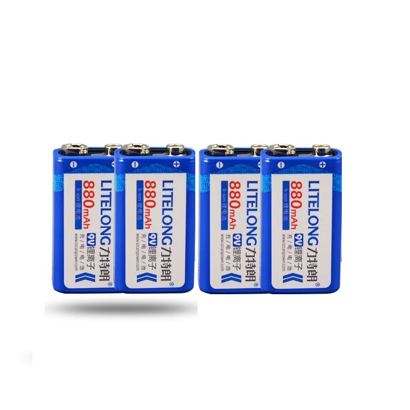 

Powerful 4PCS 9V 880mAh Li-Ion lithium Rechargeable battery