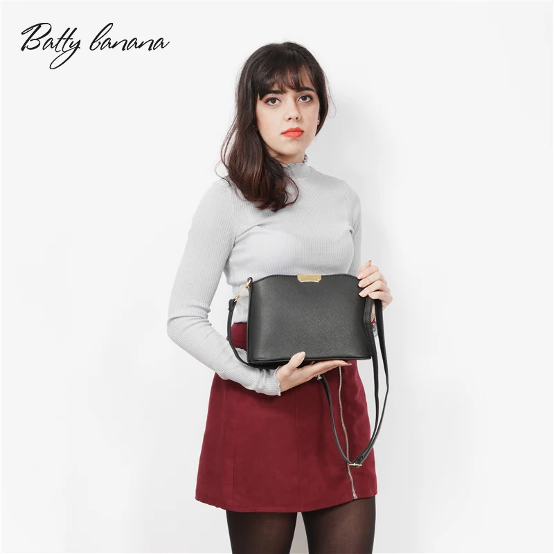 

BATTY BANANA Women Handbags Sequined Messenger Bag Solid Crossbody Bag Shoulder Strap Female Pu Leather Bags Women Handbag 2019