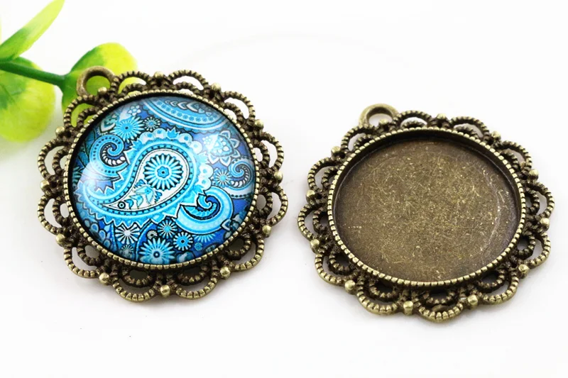 

New Fashion 3pcs 25mm Inner Size Antique Silver Cute Style Cabochon Base Setting Charms Pendant-A3-02