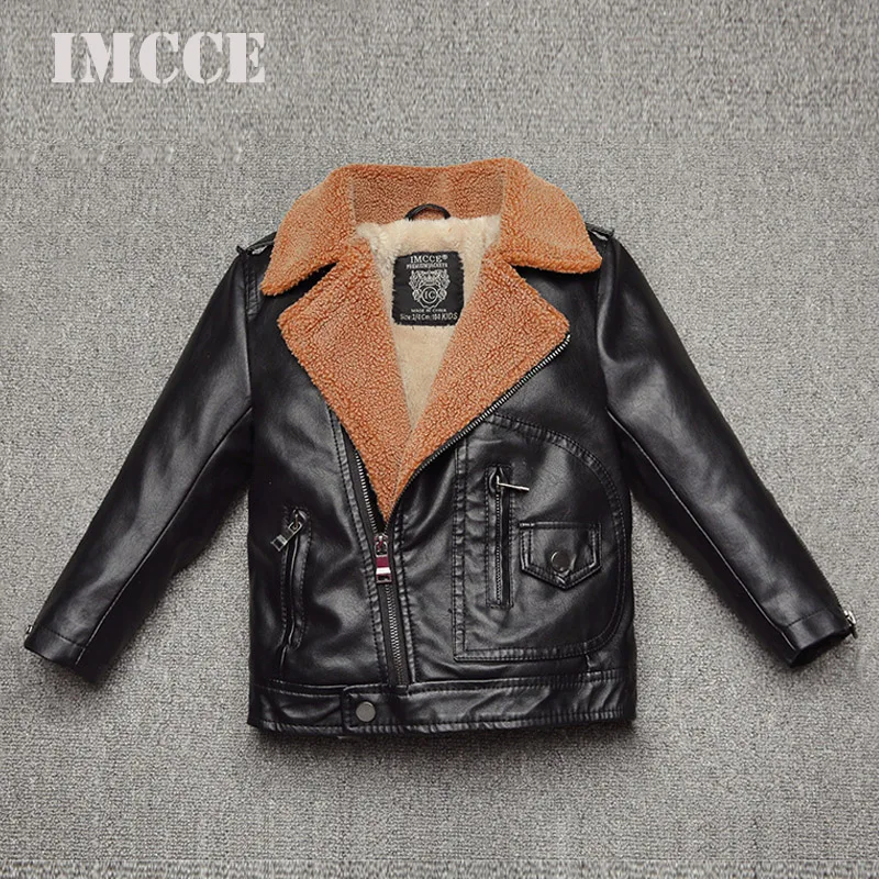 

Winter Kids Leather Jacket Good Quality Children's PU Imitation Leather Coat Warm Faux Leather Outerwear For Boys & Girls 3-11 Y