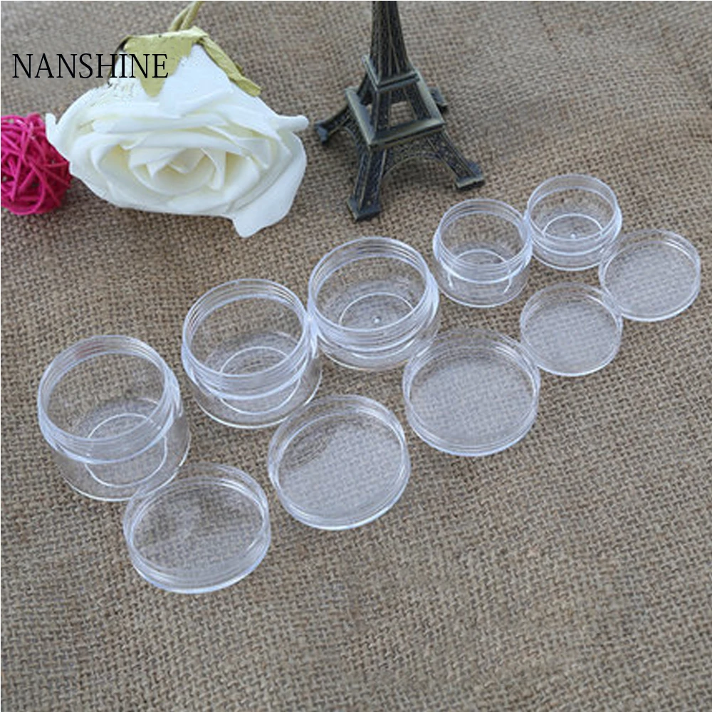 

10Pcs 2g/3g/5g/10g/15g/20g Plastic Cosmetics Jar Box Makeup Cream Nail Art Bead Storage Pot Container Round Bottle Clear Case