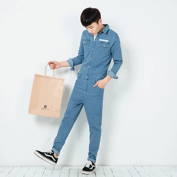 

Summer New Men's Casual Jumpsuits Japanese Retro Overalls Street Style Men's Blue Jeans Size M L XL