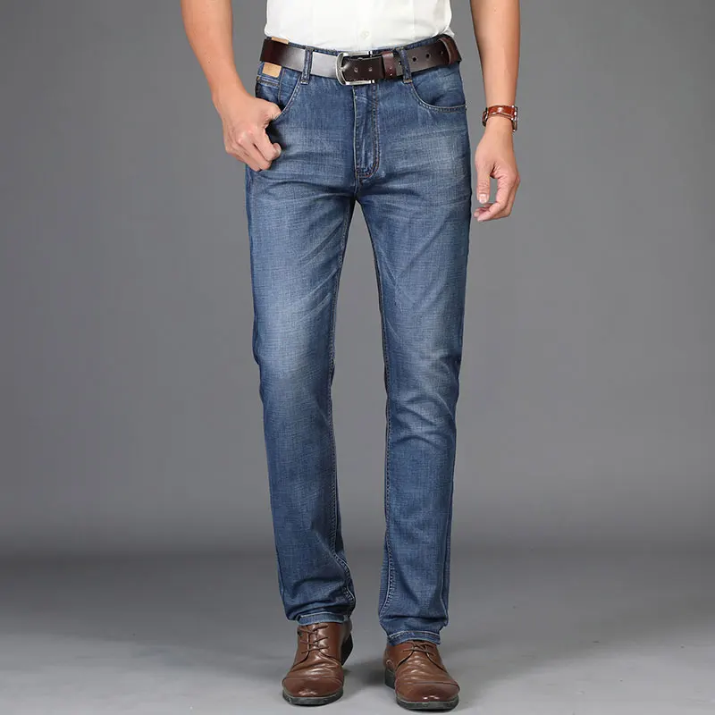 2019 Spring Summer JEEP Brand Cotton Jean Elastic Mens Casual Full Length Mid Waist Straight Jeans Cotton Pants Fashion Trousers (3)