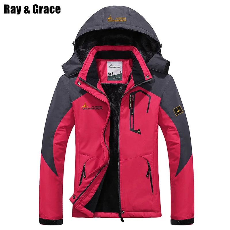 

RAY GRACE Women's Windbreaker Winter Thick Thermal Outdoor Jacket Women Waterproof Windproof Female Trekking Hiking Outerwear