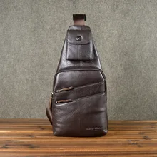 2016 Hot Genuine Leather Men Shoulder Bag Fashion Leather Mens Crossbody Bag Coffee Chest Pack Men Bags