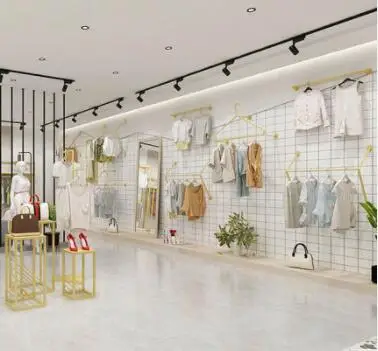 

Clothing store display stand on the wall women's gold display shelf combination hanging racks floor-standing Nakajima
