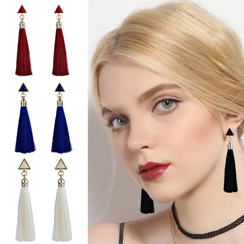 UTARer Long Tassel Earrings for Women Geometric Triangle fringed